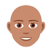 👨🏽‍🦲 Emoji Mann: mittlere Hautfarbe, Glatze JoyPixels 5.0.