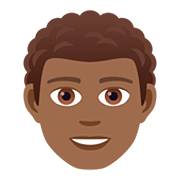 👨🏾‍🦱 Emoji Homem: Pele Morena Escura E Cabelo Cacheado na JoyPixels 5.0.