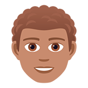 👨🏽‍🦱 Emoji Hombre: Tono De Piel Medio Y Pelo Rizado en JoyPixels 5.0.