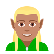 🧝🏽‍♂️ Emoji Elf: mittlere Hautfarbe JoyPixels 5.0.