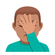 Emoji 🤦🏽‍♂️ Uomo Esasperato: Carnagione Olivastra su JoyPixels 5.0.