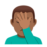 🤦🏾‍♂️ Emoji Homem Decepcionado: Pele Morena Escura na JoyPixels 5.0.
