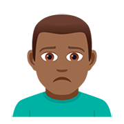 🙍🏾‍♂️ Emoji missmutiger Mann: mitteldunkle Hautfarbe JoyPixels 5.0.
