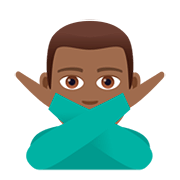 🙅🏾‍♂️ Emoji Hombre Haciendo El Gesto De «no»: Tono De Piel Oscuro Medio en JoyPixels 5.0.