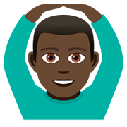 🙆🏿‍♂️ Emoji Mann mit Händen auf dem Kopf: dunkle Hautfarbe JoyPixels 5.0.