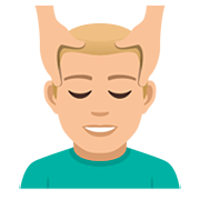 💆🏼‍♂️ Emoji Homem Recebendo Massagem Facial: Pele Morena Clara na JoyPixels 5.0.