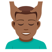 💆🏾‍♂️ Emoji Homem Recebendo Massagem Facial: Pele Morena Escura na JoyPixels 5.0.