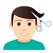 💇🏻‍♂️ Emoji Mann beim Haareschneiden: helle Hautfarbe JoyPixels 5.0.