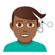 💇🏾‍♂️ Emoji Hombre Cortándose El Pelo: Tono De Piel Oscuro Medio en JoyPixels 5.0.