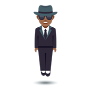 🕴🏾 Emoji Homem De Terno Levitando: Pele Morena Escura na JoyPixels 5.0.