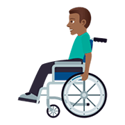 👨🏾‍🦽 Emoji Homem Em Cadeira De Rodas Manual: Pele Morena Escura na JoyPixels 5.0.