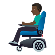 👨🏿‍🦼 Emoji Homem Em Cadeira De Rodas Motorizada: Pele Escura na JoyPixels 5.0.