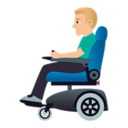 👨🏼‍🦼 Emoji Mann in elektrischem Rollstuhl: mittelhelle Hautfarbe JoyPixels 5.0.