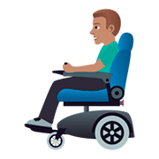 👨🏽‍🦼 Emoji Homem Em Cadeira De Rodas Motorizada: Pele Morena na JoyPixels 5.0.