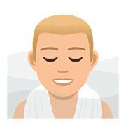 🧖🏼‍♂️ Emoji Hombre En Una Sauna: Tono De Piel Claro Medio en JoyPixels 5.0.