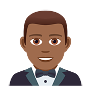 🤵🏾 Emoji Person im Smoking: mitteldunkle Hautfarbe JoyPixels 5.0.
