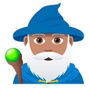 🧙🏽‍♂️ Emoji Magier: mittlere Hautfarbe JoyPixels 5.0.