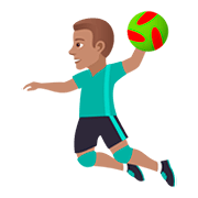 🤾🏽‍♂️ Emoji Handballspieler: mittlere Hautfarbe JoyPixels 5.0.