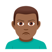 🙎🏾‍♂️ Emoji Hombre Haciendo Pucheros: Tono De Piel Oscuro Medio en JoyPixels 5.0.