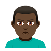 🙎🏿‍♂️ Emoji schmollender Mann: dunkle Hautfarbe JoyPixels 5.0.