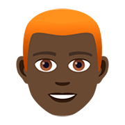 👨🏿‍🦰 Emoji Mann: dunkle Hautfarbe, rotes Haar JoyPixels 5.0.