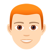 👨🏻‍🦰 Emoji Mann: helle Hautfarbe, rotes Haar JoyPixels 5.0.