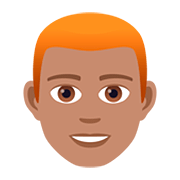 👨🏽‍🦰 Emoji Hombre: Tono De Piel Medio Y Pelo Pelirrojo en JoyPixels 5.0.