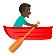 Émoji 🚣🏿‍♂️ Rameur Dans Une Barque : Peau Foncée sur JoyPixels 5.0.