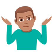 🤷🏽‍♂️ Emoji schulterzuckender Mann: mittlere Hautfarbe JoyPixels 5.0.