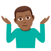 Emoji 🤷🏾‍♂️ Uomo Che Scrolla Le Spalle: Carnagione Abbastanza Scura su JoyPixels 5.0.