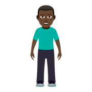 🧍🏿‍♂️ Emoji stehender Mann: dunkle Hautfarbe JoyPixels 5.0.