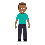 🧍🏾‍♂️ Emoji stehender Mann: mitteldunkle Hautfarbe JoyPixels 5.0.