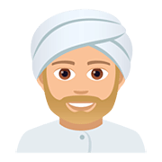 👳🏼‍♂️ Emoji Mann mit Turban: mittelhelle Hautfarbe JoyPixels 5.0.