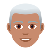 👨🏽‍🦳 Emoji Mann: mittlere Hautfarbe, weißes Haar JoyPixels 5.0.