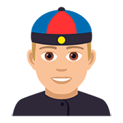 👲🏼 Emoji Mann mit chinesischem Hut: mittelhelle Hautfarbe JoyPixels 5.0.