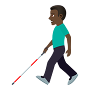 Emoji 👨🏿‍🦯 Uomo Con Bastone Bianco Di Orientamento: Carnagione Scura su JoyPixels 5.0.