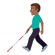 👨🏾‍🦯 Emoji Homem Com Bengala Para Cego: Pele Morena Escura na JoyPixels 5.0.