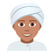 👳🏽 Emoji Person mit Turban: mittlere Hautfarbe JoyPixels 5.0.