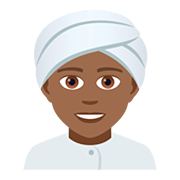 👳🏾 Emoji Person mit Turban: mitteldunkle Hautfarbe JoyPixels 5.0.