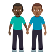 👨🏿‍🤝‍👨🏾 Emoji händchenhaltende Männer: dunkle Hautfarbe, mitteldunkle Hautfarbe JoyPixels 5.0.