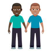 Emoji 👨🏿‍🤝‍👨🏽 Due Uomini Che Si Tengono Per Mano: Carnagione Scura E Carnagione Olivastra su JoyPixels 5.0.