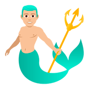 🧜🏼‍♂️ Emoji Sirena Hombre: Tono De Piel Claro Medio en JoyPixels 5.0.