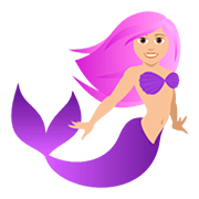🧜🏼‍♀️ Emoji Meerjungfrau: mittelhelle Hautfarbe JoyPixels 5.0.