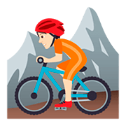 🚵🏻 Emoji Pessoa Fazendo Mountain Bike: Pele Clara na JoyPixels 5.0.