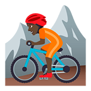 🚵🏿 Emoji Pessoa Fazendo Mountain Bike: Pele Escura na JoyPixels 5.0.