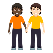 🧑🏿‍🤝‍🧑🏻 Emoji Pessoas De Mãos Dadas: Pele Escura E Pele Clara na JoyPixels 5.0.