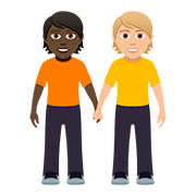 🧑🏿‍🤝‍🧑🏼 Emoji Pessoas De Mãos Dadas: Pele Escura E Pele Morena Clara na JoyPixels 5.0.