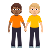 🧑🏾‍🤝‍🧑🏼 Emoji sich an den Händen haltende Personen: mitteldunkle Hautfarbe, mittelhelle Hautfarbe JoyPixels 5.0.