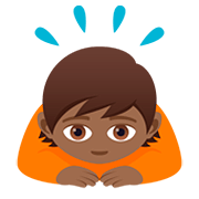 🙇🏾 Emoji Persona Haciendo Una Reverencia: Tono De Piel Oscuro Medio en JoyPixels 5.0.