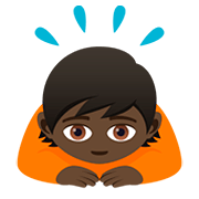 🙇🏿 Emoji Pessoa Fazendo Reverência: Pele Escura na JoyPixels 5.0.